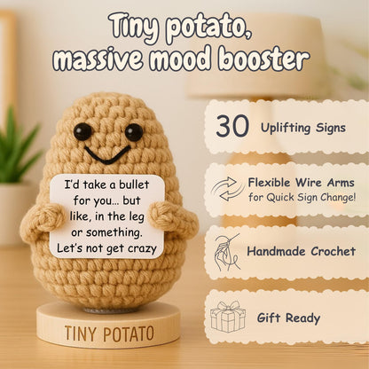 Funny Friendship Gift - Tiny Potato Crochet W/ 30 Sassy Messages for Women Friends Bestie BFF Coworker - Best Friend Birthday Gifts for Women, Sister Birthday, College Graduation Present Idea for Her