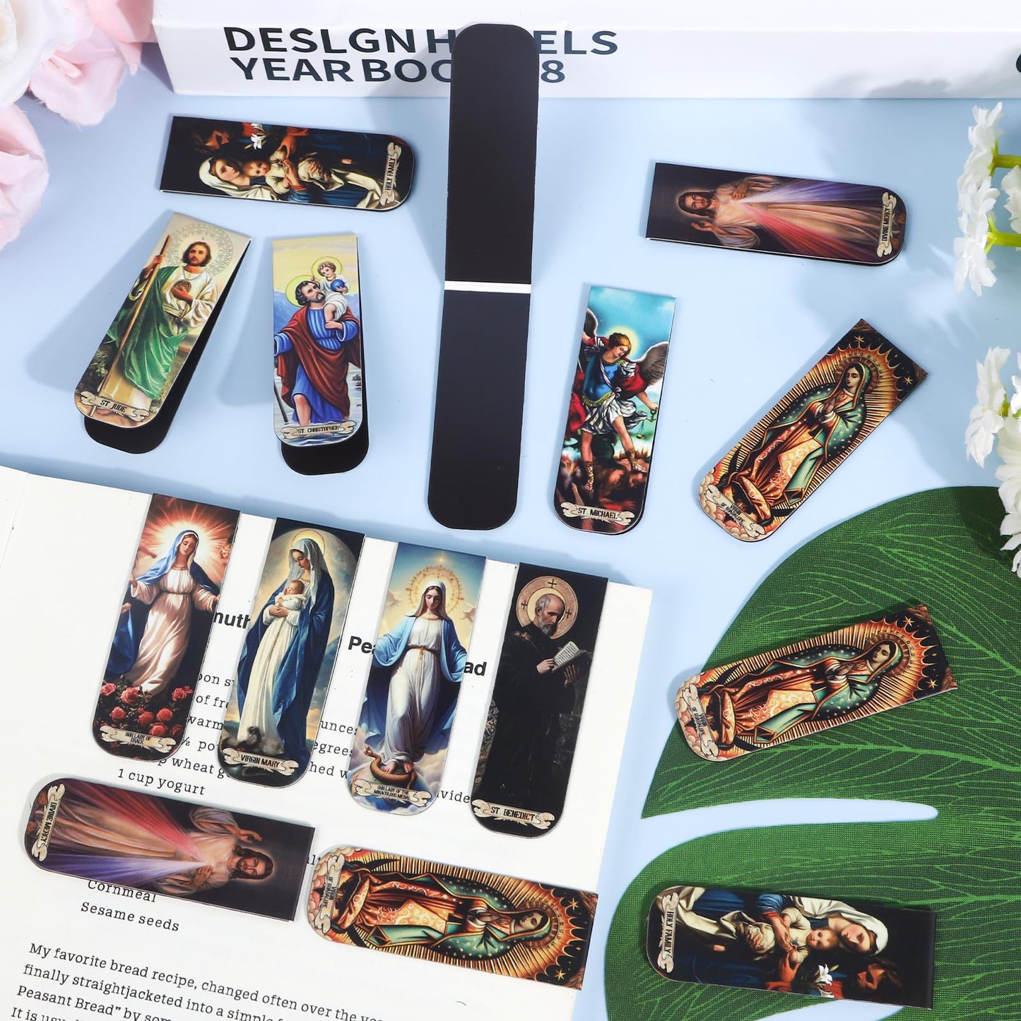 Wxiben Catholic Magnetic Bookmarks Gifts - 30 Pcs Christian Religious Book Mark Magnets Catholic Saints Magnetic Bookmark Jesus Virgin Mary Book Markers Page Clip for Women Men Sunday School Gift