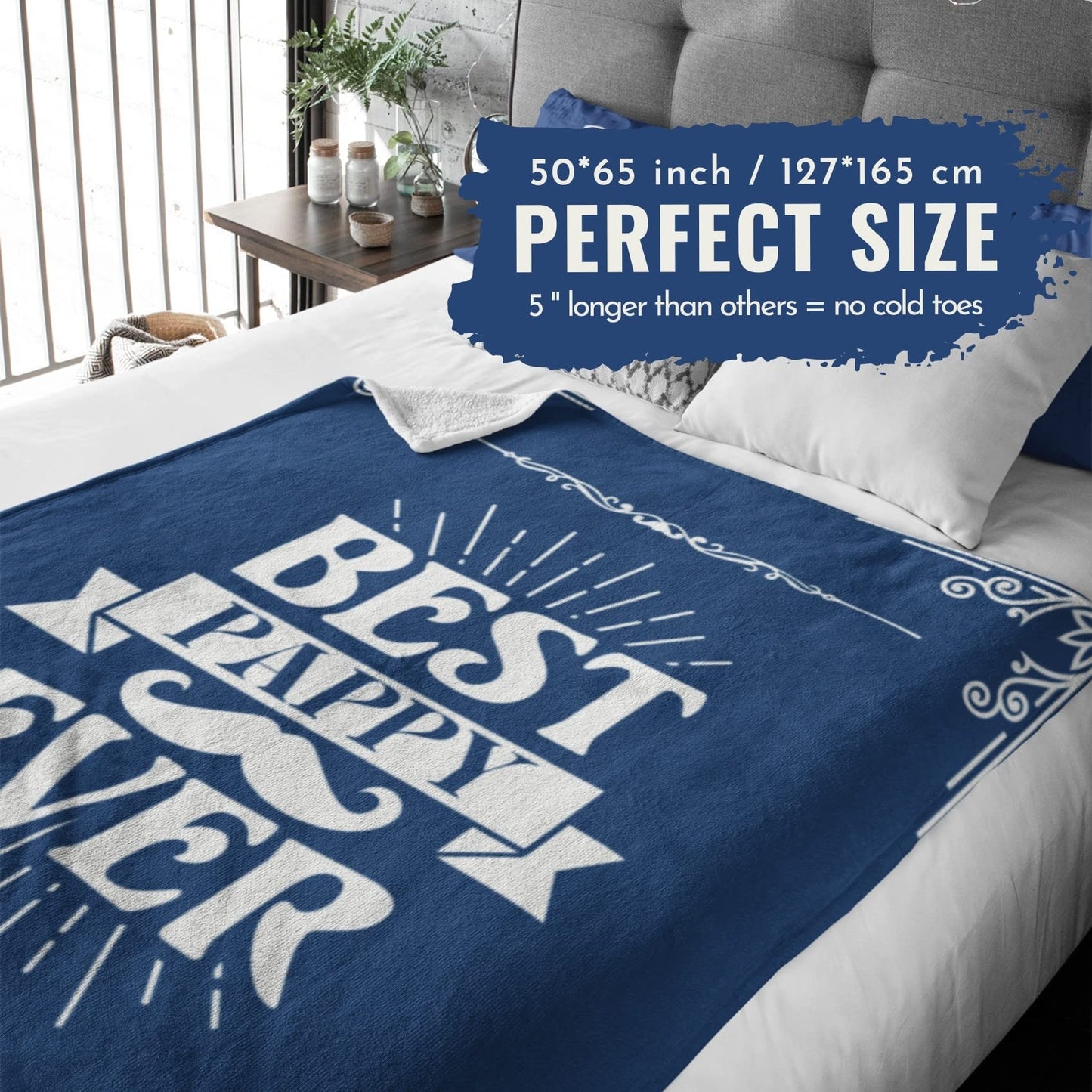 InnoBeta Pappy Gifts, Gifts for Grandpa, Throw Blanket for Grandfather, Presents from Granddaughters Grandsons for Christmas, Birthday, Father's Day - 50" x 65" Best Pappy Ever