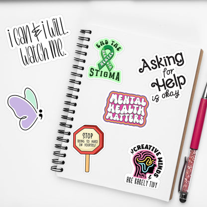 150 PCS Mental Health Matters by Puraesla - Stickers Pack for Journals, Laptops, Water Bottles, Therapist Office Decor, Counselor Office Must Haves, Positive Quote Decals for Mental Health Awareness