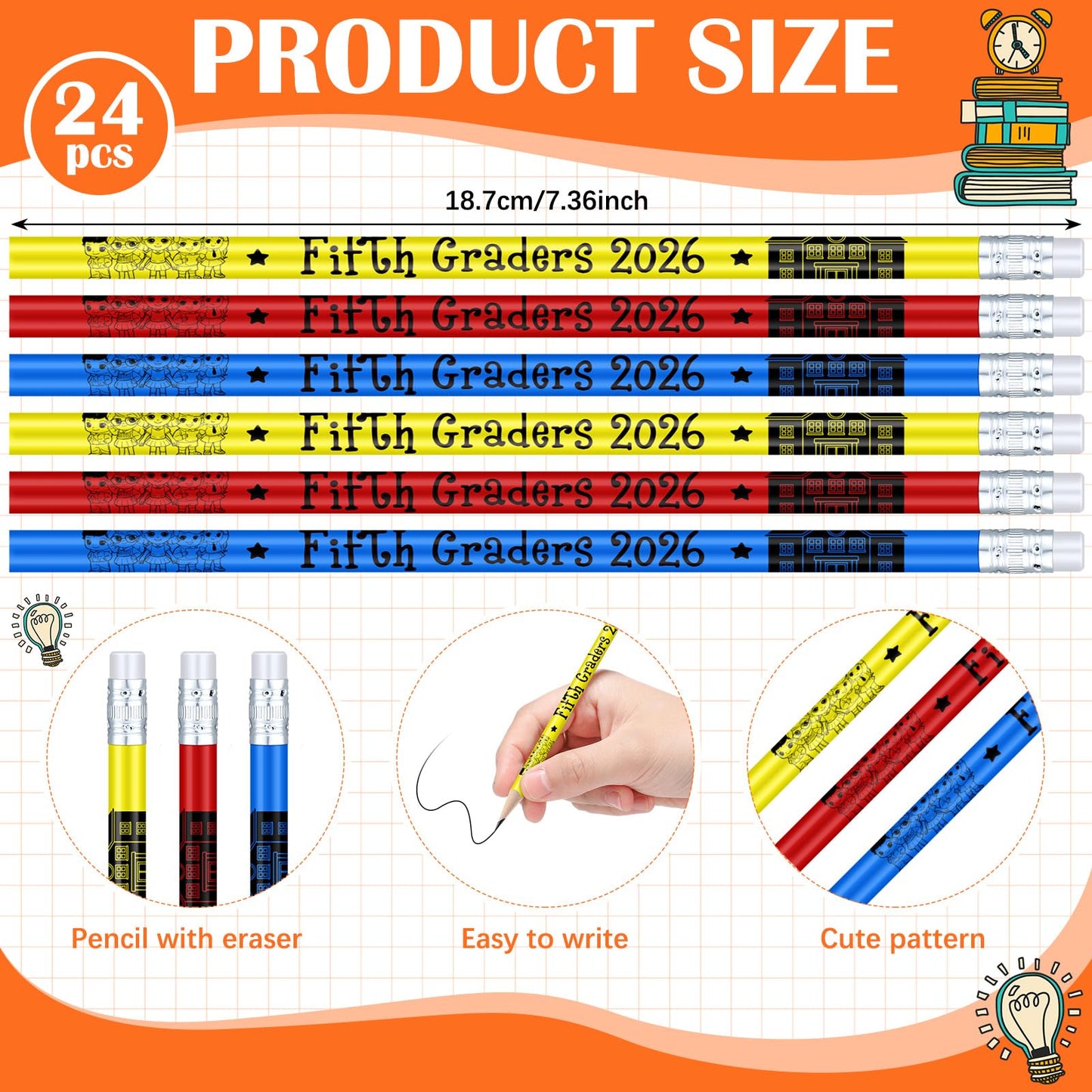Tenceur 48 Pcs 5th Grade Graduation Gifts Bulk Fifth Graders 2026 Pencils and Bracelets End of The Year Gifts for Students from Teacher Classroom Graduation Party Favor Teacher Reward Prize Supplies