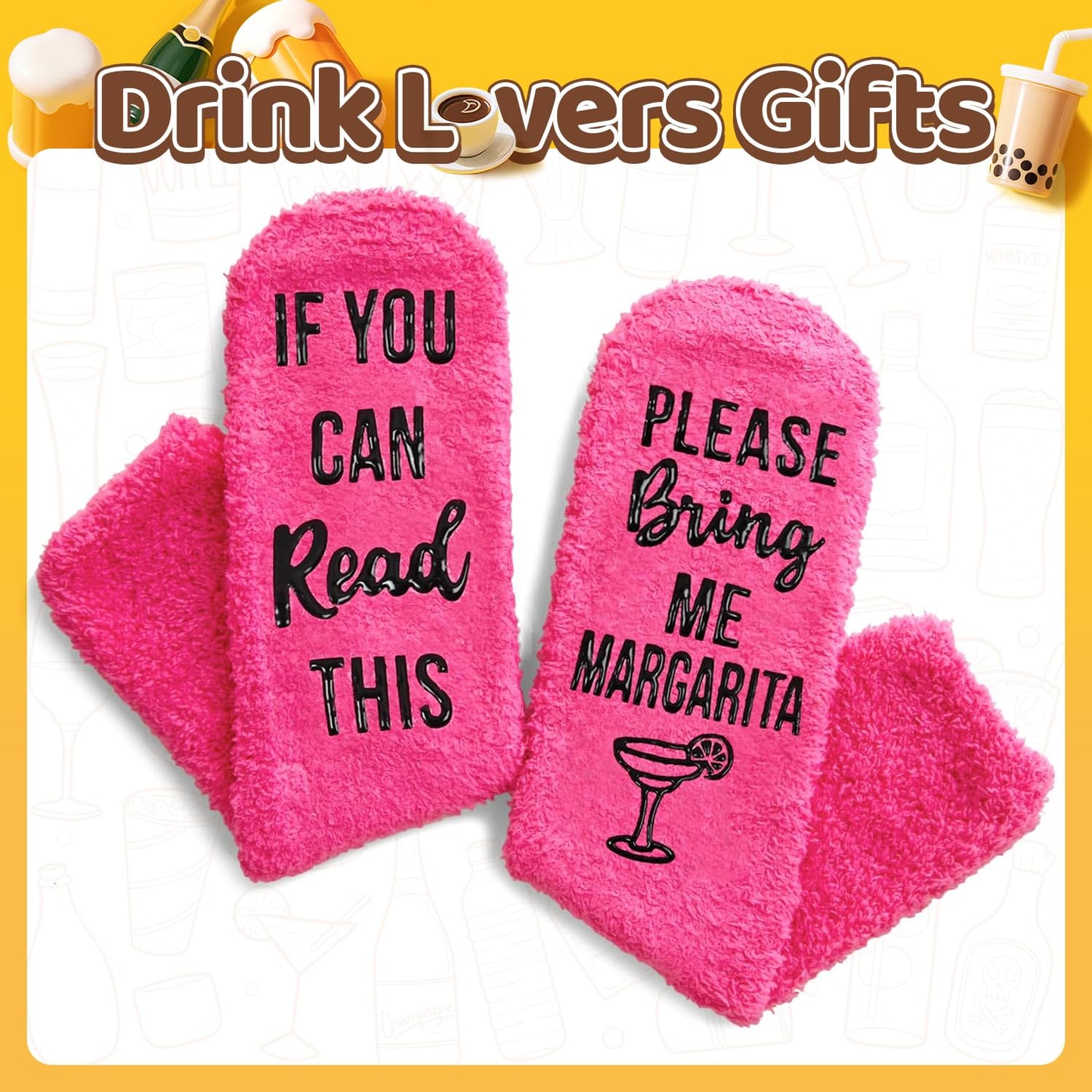 HAPPYPOP Drink Socks for Women Girls - Margarita Tea Champagne Wine Coffee Gifts for Her