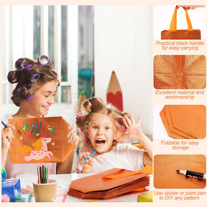 Eccliy 80 Pcs Reusable Gift Bags Set Glossy Grocery Gift Tote Bag with Hadnle for Wedding, Father's Day, Graduation, Summer Event (10 x 8 x 4.7 Inch,Orange)