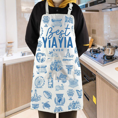 WCGXKO Best Yiayia Ever Kitchen Apron Greek Yiayia Gift Mother’s Day Gift Grandma Gift For Grandmother