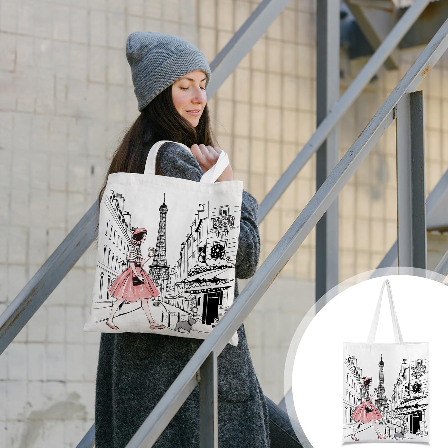 Paterr 4 Pcs City Souvenir Tote Bag-New York Chicago Seattle Los Angeles Boston San Francisco Paris Italy Las Vegas Nashville