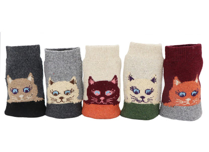 YZKKE 5Pack Womens Warm Wool Soft Cozy Crew Socks Cute Animal Owl Cat Design Sock for Fall Winter Gifts Size 5-9