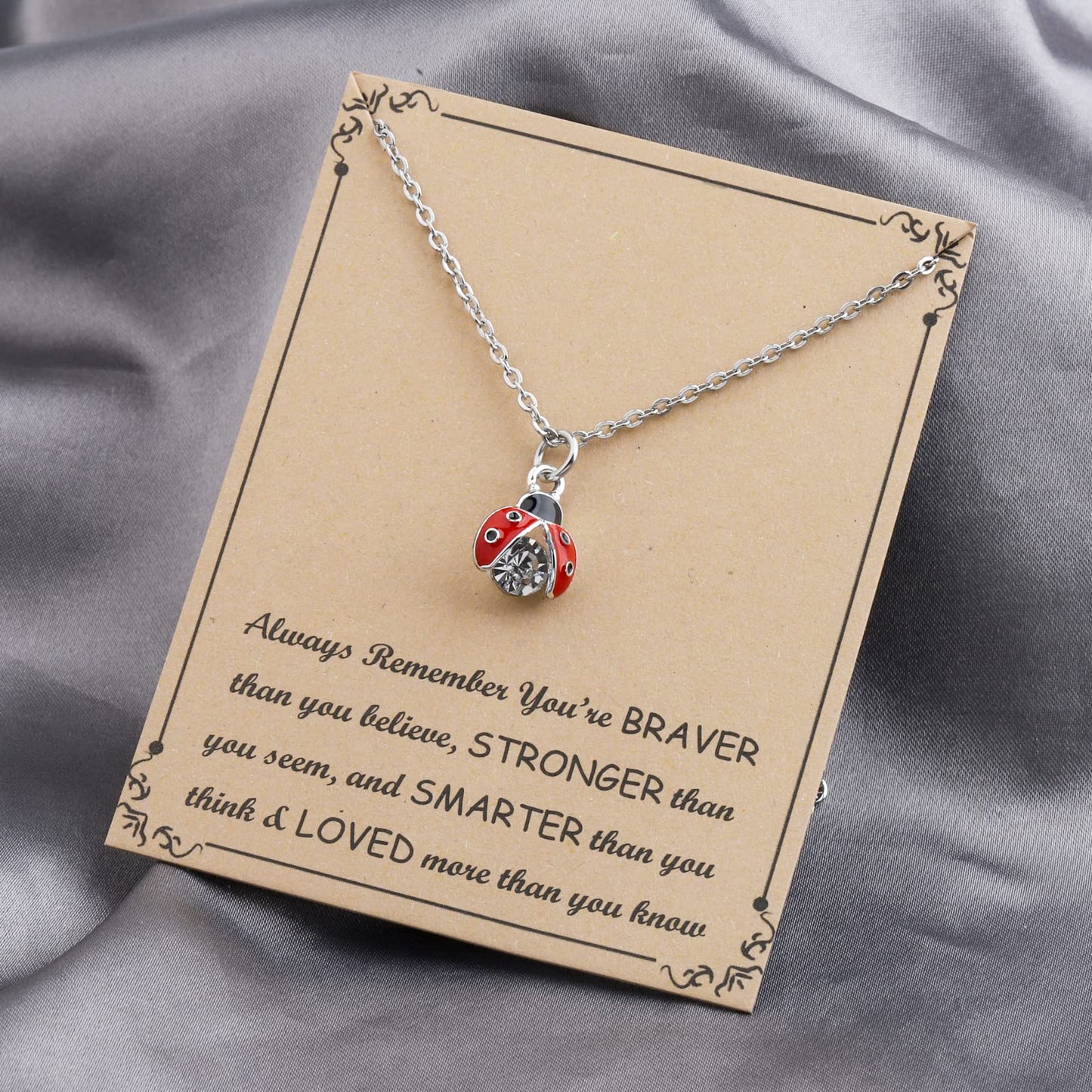 FUSTMW Ladybug Pendant Necklace Ladybug Gifts Jewelry Ladybug Necklace Charm Inspirational Gifts for Women