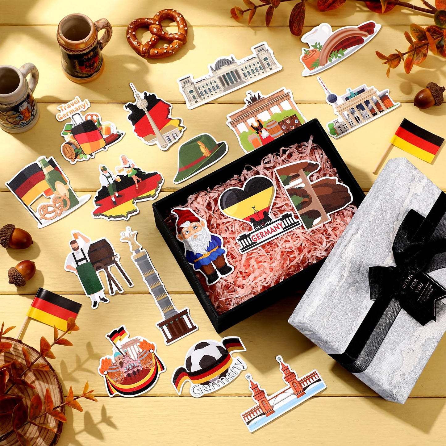 Konohan 30 Pcs Germany Souvenirs Gifts Germany Magnet for Refrigerator Country City Magnetic Refrigerator Stickers for Home Decoration