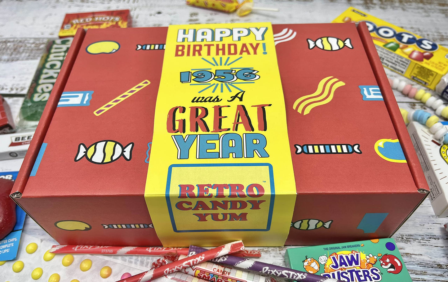 RETRO CANDY YUM ~ 1956 70th Birthday Gift Box Nostalgic Mix from Childhood for 70 Year Old Man or Woman Born 1956 Jr