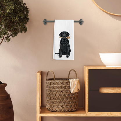 Funny Black Labrador Retriever Gifts Kitchen Towels, Black Lab Dog Lovers Gifts Hand Towels, Labrador Retriever Dish Tea Towel for Kitchen Decorations Decor, 16x24 Inch