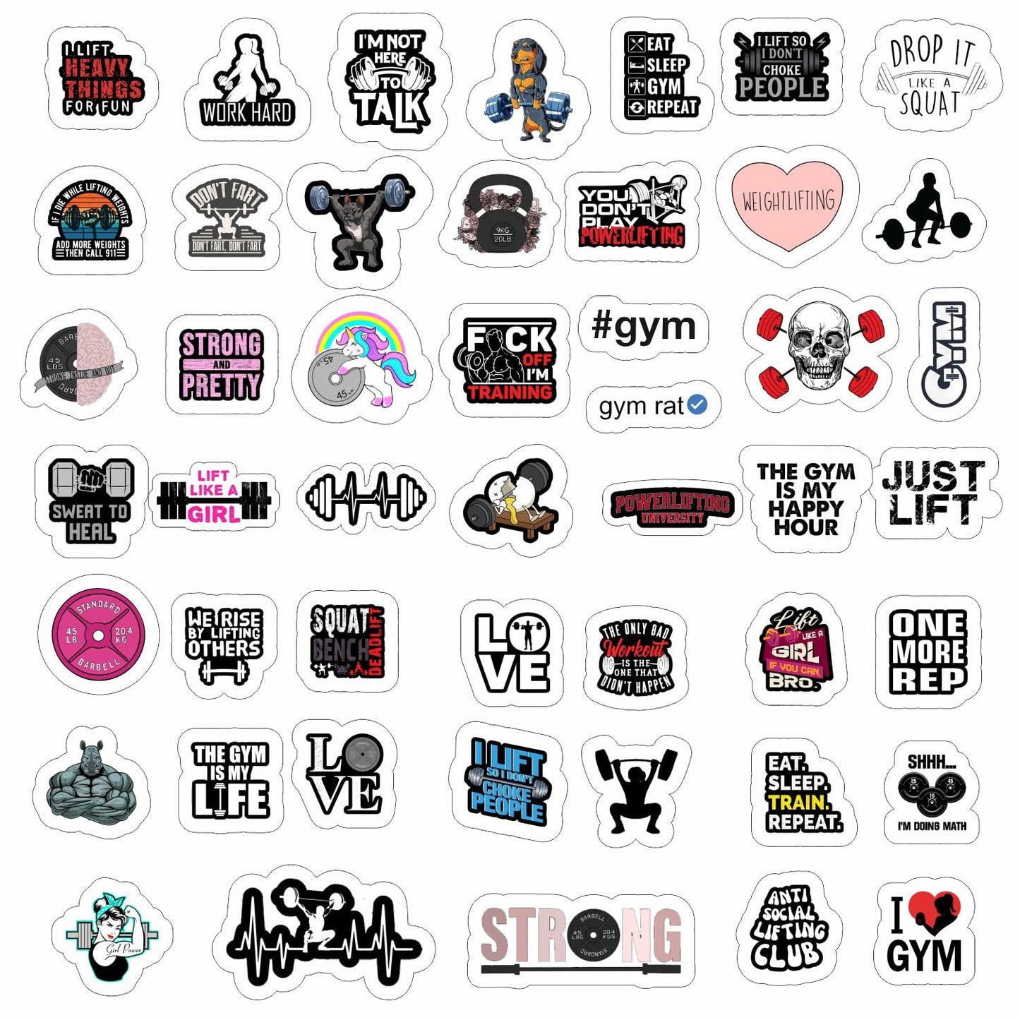BulbaCraft 100Pcs Gym, Workout and Weightlifting Stickers for Water Bottle & Laptop - Workout Gifts for Women, Mom - Waterproof Vinyl Decals, Fitness Stickers, Gifts for Women & Men
