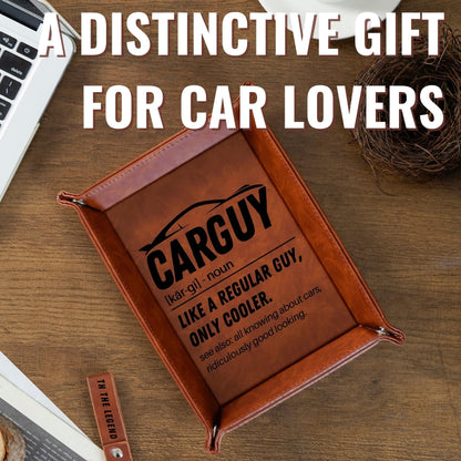 INNObeta Car Guy Gifts for Men - Car Lovers or Enthusiast Valet Tray Gift - Desktop Storage Organizer, PU Leather Bedside Tray for Keys and Coins - Ideal Birthday Present for Men