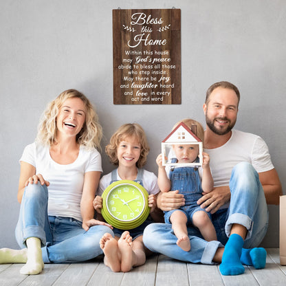 Yalikop House Warming Gifts New Home Bless This Home Wall Decor House Blessing Plaque Farmhouse Entryway Sign Wood Rustic Sign for Living Room Bedroom Homeowner Gift Decor(13.8 x 11 Inches,Brown)