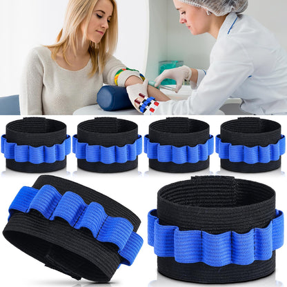Threlaco 6 Pack Phlebotomy Tube Holder Wristband Blood Draw Tube Bracelet Strap Blood Draw Caddy Kit Hold 8 Phlebotomy Tubes for Phlebotomist Nurse Appreciation Week Gift(Blue)