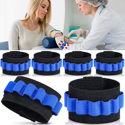 Threlaco 6 Pack Phlebotomy Tube Holder Wristband Blood Draw Tube Bracelet Strap Blood Draw Caddy Kit Hold 8 Phlebotomy Tubes for Phlebotomist Nurse Appreciation Week Gift(Blue)