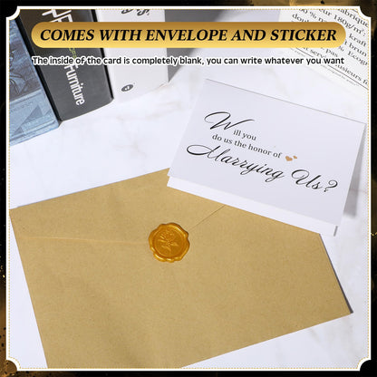 7 Pcs Officiant Gift Set Includes Leather Hardcover Proposal Officiant Book Black Ink Pen Thank You Card with Envelope and Sticker Bookmark Gift Box for Wedding(Black)
