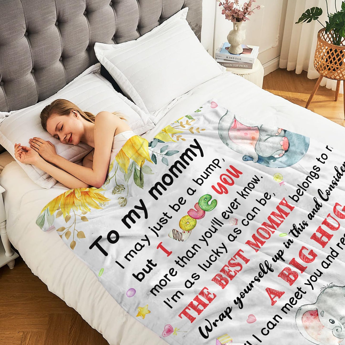 New Mom Gifts, Moms to be Gift, First Time Mom Gifts, Pregnancy Postpartum Gift for Mommy Mother, Soft Flannel Throw Blanket 60"×50"