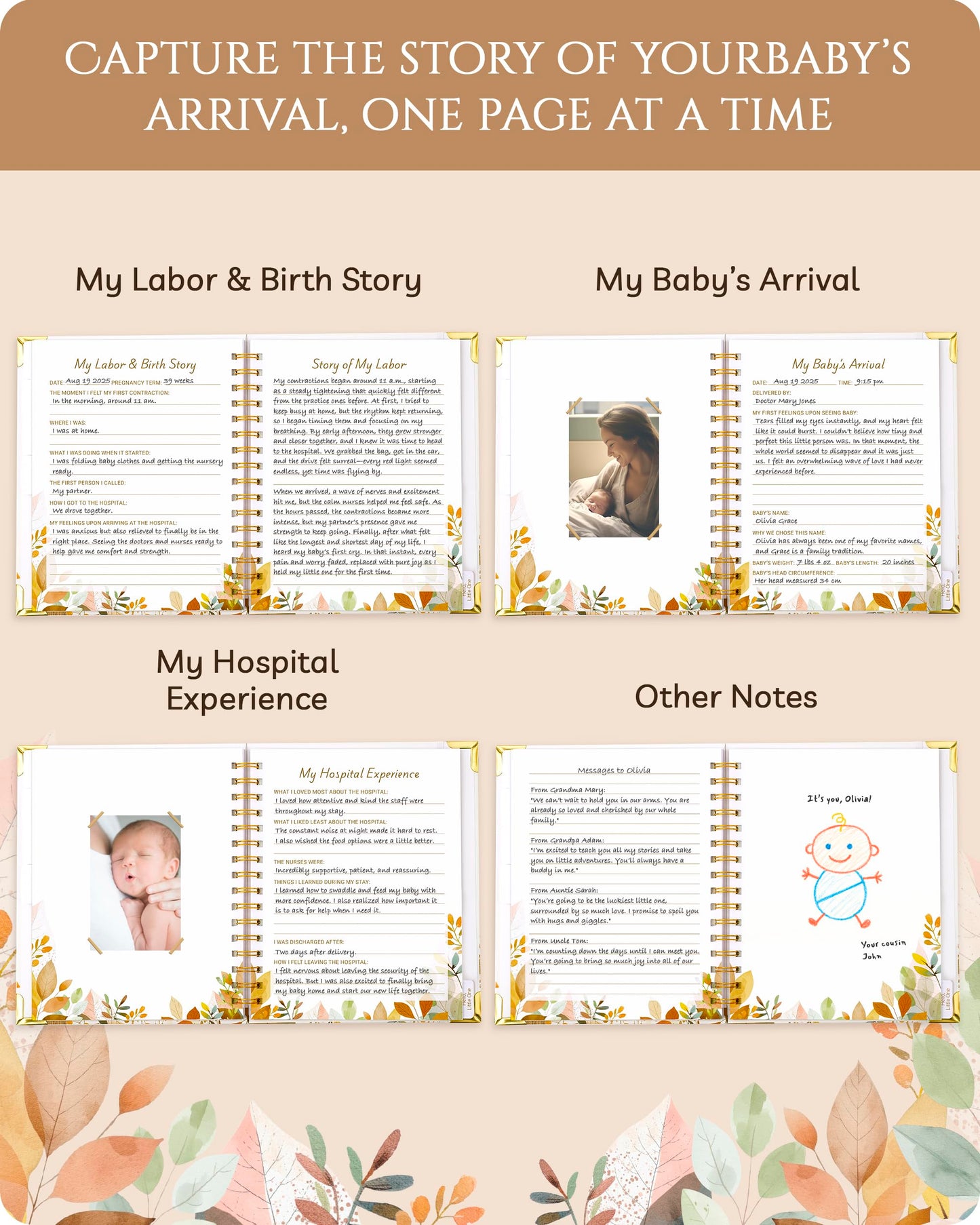 Pregnancy Journal – 82 Page Hardcover Memory Book for Expecting Moms | Beautiful & Thoughtful Mom to Be Gift, Pregnancy Book for First Time Moms, Ultrasound Baby Picture Pocket