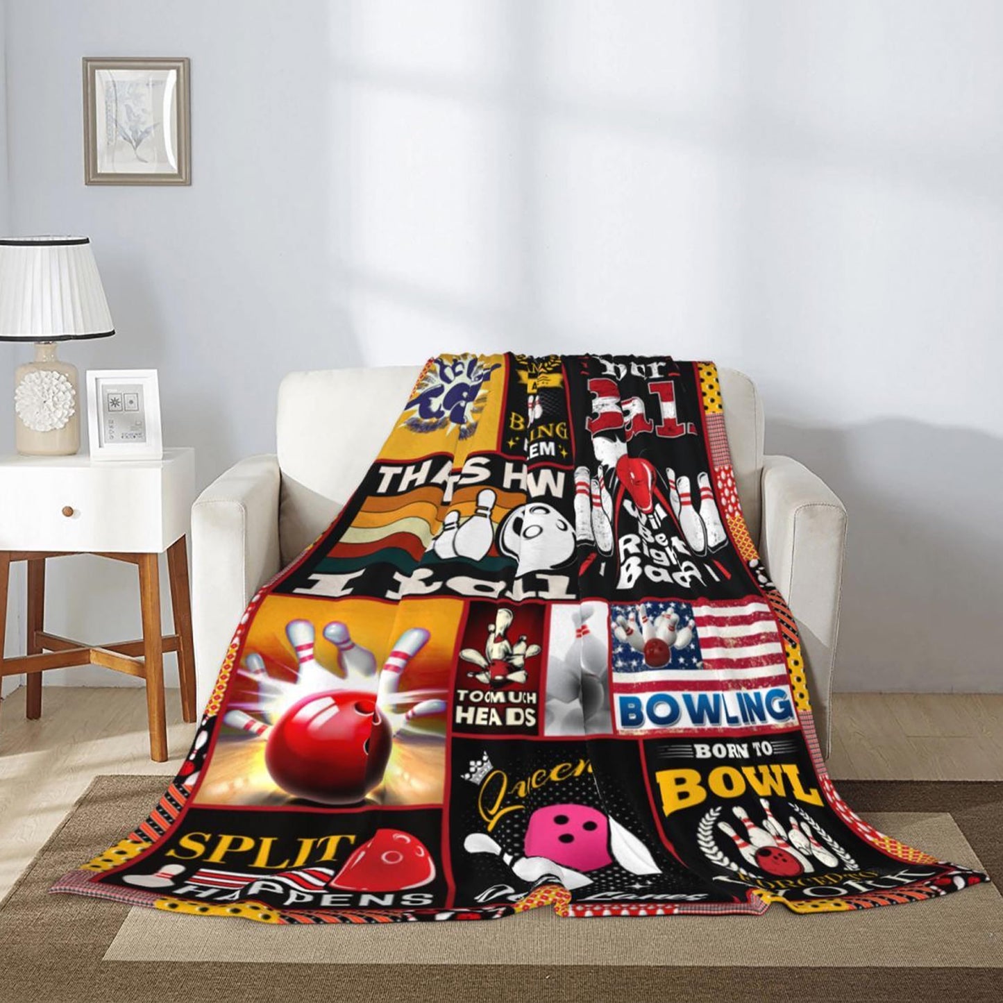 Bowling Gifts, Bowling Gifts for Men, Funny Bowling Gift for Bowlers, Blankets for Bowling Lovers 60"x 50"