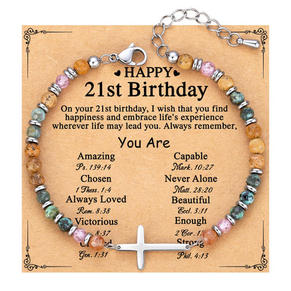TONY & SANDY Christian Cross Bracelet for Women, Graduation Gifts for Teens Kids Girls, Confirmation Baptism Gifts, Unique Gift for Friends Daughter Mom Sister in Christ Birthday Christmas