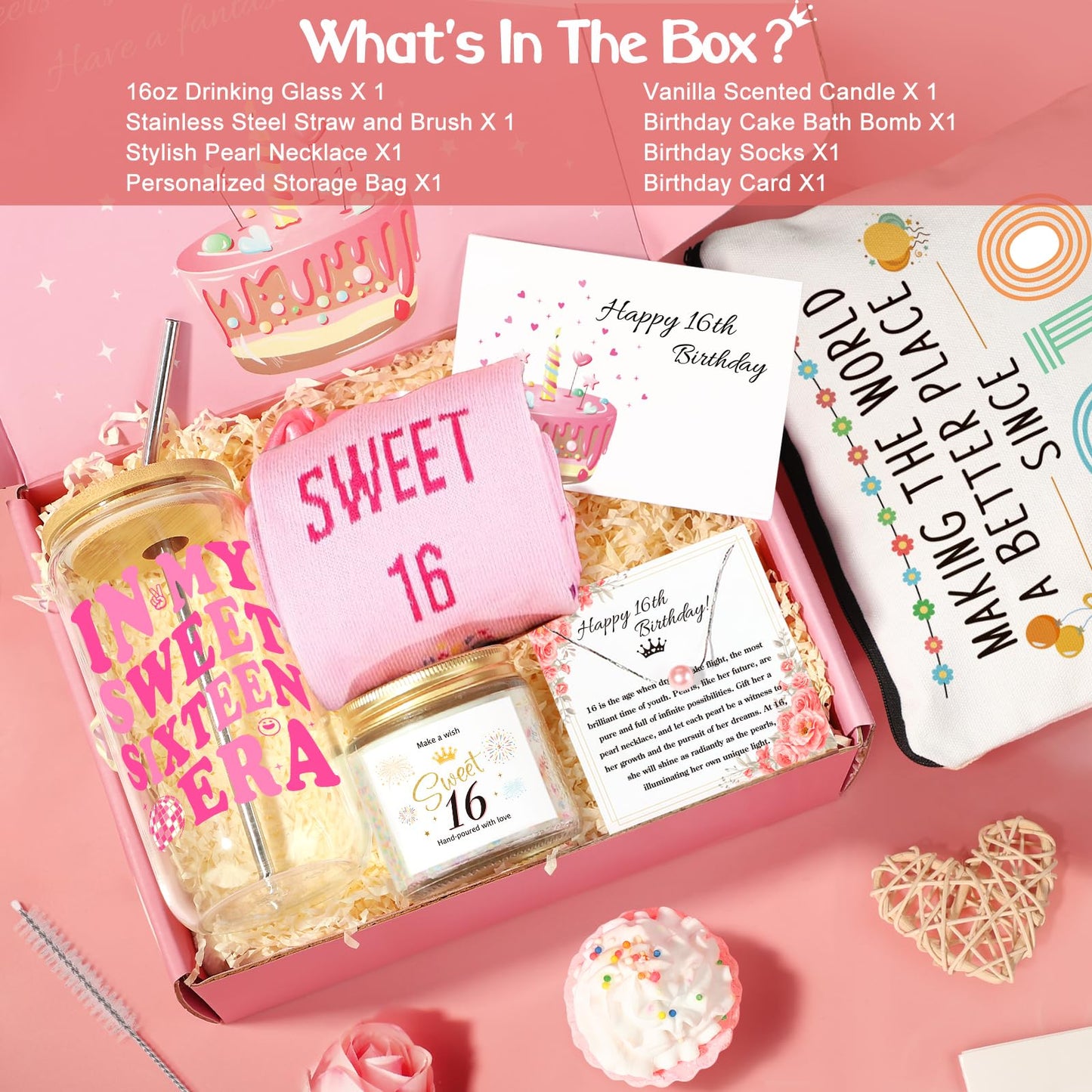 Frerdui 16th Birthday Gifts for Girls, Best Popular Gifts for 16 Year Old Girls Born in 2010, In My Sweet 16 Era Gift Set with Sweet 16 Gifts, Happy 16 Year Old Girl Birthday Present Ideas for Her