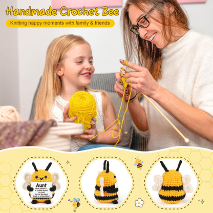 LEJIAJINW Aunt Gifts, Gift for Aunt Mothers Day Valentines Birthday, from Niece Nephew, Mother's Day for Auntie Best Aunts Ever Gifts Mini Easter Basket Stuffer Handmade Crochet Bee