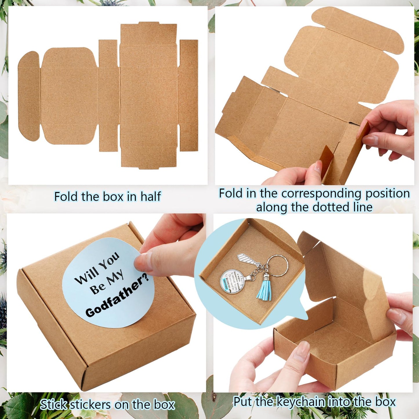 Ecation 2 Set Will You Be My Godparents (Godmother and Godfather) Godparents Proposal Gifts Godmother and Godfather Proposal Appreciation Keychains Gifts with Box for Godmother and Godfather