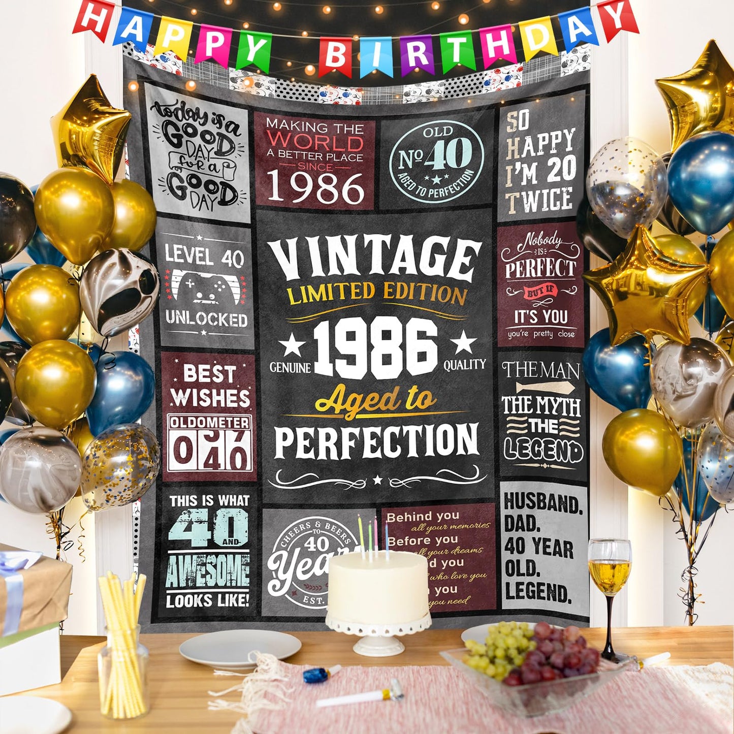 40th Birthday Gifts Men - 40 Year Old Gifts for Men - Turning 40 Gift for 40 Year Old Man - Funny Bday Gift for Male in Their 40s - 1986 40th Birthday Blanket 60" x 50"