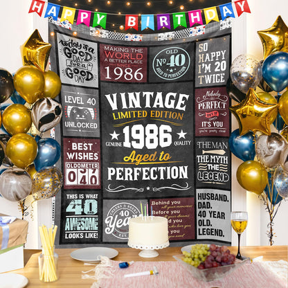 40th Birthday Gifts Men - 40 Year Old Gifts for Men - Turning 40 Gift for 40 Year Old Man - Funny Bday Gift for Male in Their 40s - 1986 40th Birthday Blanket 60" x 50"