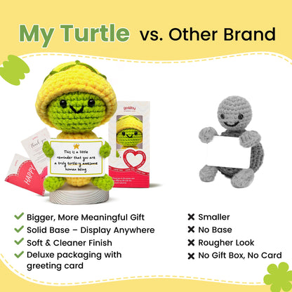 Gossby Handmade Positive Turtle Crochet - Inspirational Gift for Women - You're Truly Turtle-Y Awesome - Christmas, Birthday, Appreciation Thank You Gift for Coworker, Employee, Friend