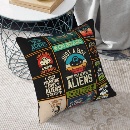 Alien Gifts - Funny Alien Gift for Men - UFO Gifts - Ancient Aliens Merchandise - Alien Stuff - Birthday Gift for Alien Lovers - Alien Decor Throw Pillow Cover 18"X 18"