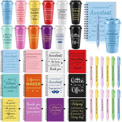 Glenmal 36 Pcs Administrative Professional Day Gifts Bulk 16oz Inspirational Plastic Cups Thank You Notebook Mini Pen Administrative Assistant Gifts for Secretary Receptionist Staff Coworker