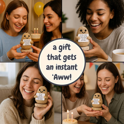 Funny Sister Gifts for Birthday, Graduation, Emotional Support - Sassy Crochet Potato W/ 30 Signs | Big Sisters Presents for Women, Unique Sister Gift from Brother, Little Sisters, Big Sis, Sis In-law