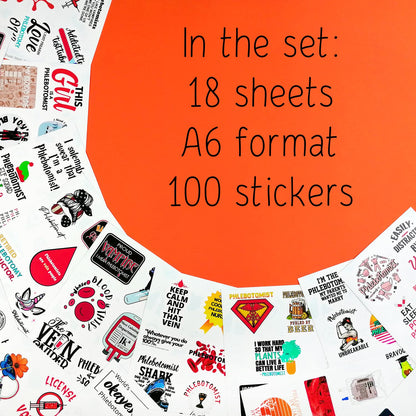 BulbaCraft 100 Pcs Phlebotomy Stickers, Phlebotomy Gifts for Women, Students & Men, Phlebotomist Accessories, Phlebotomist Decals for Laptops & Water Bottles, Gifts for Women & Men