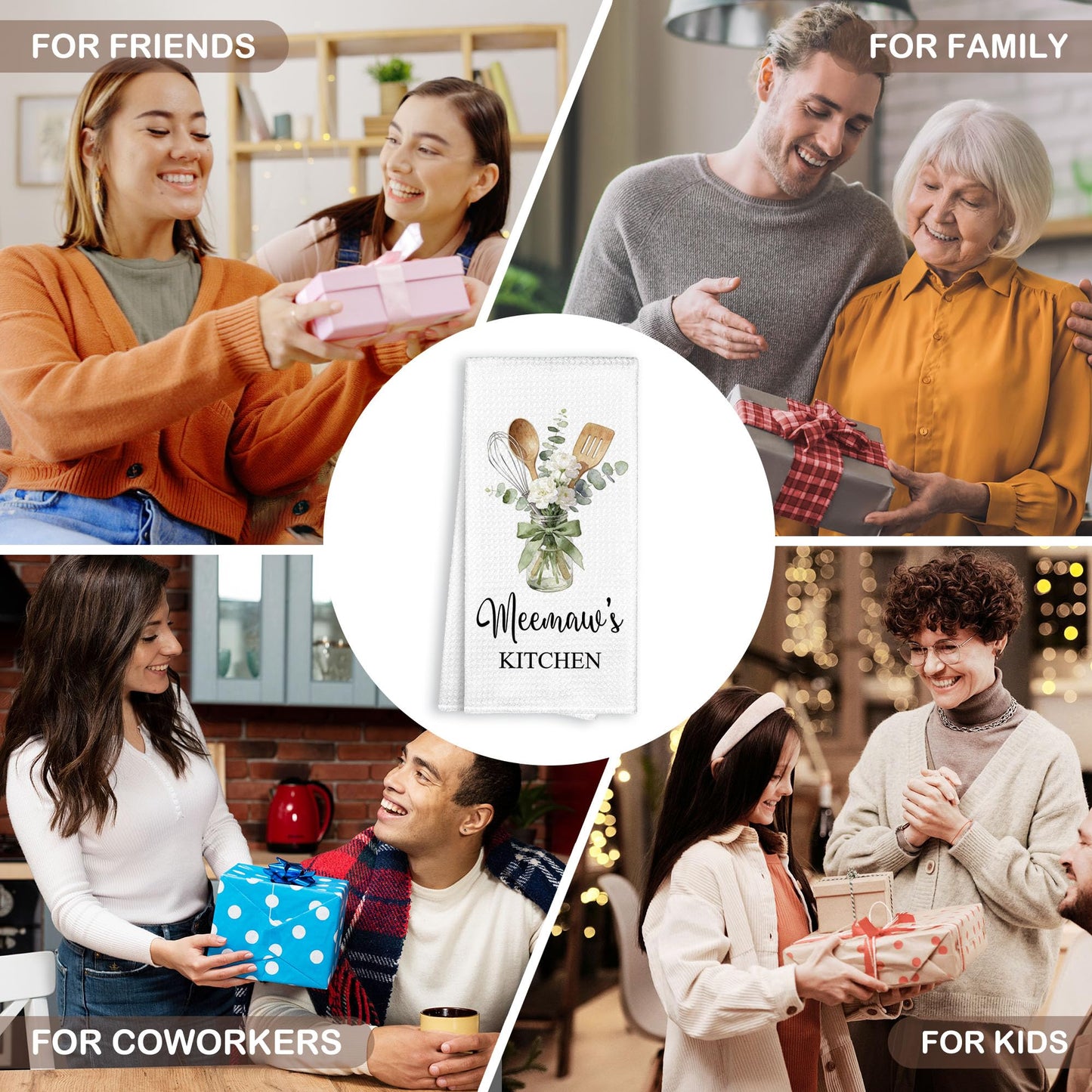 Meemaw Gifts Kitchen Towel 16x24, Grandma Grandmother Hand Towel Decor, Floral Botanical Meemaw's Kitchen Utensils Decor Microfiber Dish Cloths Dishcloths Decorative