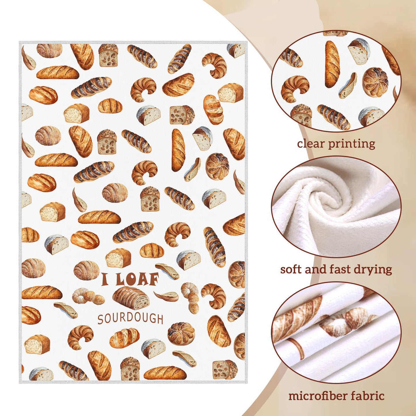 Peryiter 6 Pcs Sourdough Baking Kitchen Towels 16 x 24 Inch Sour Dough Proofing Flour Sack Tea Towels Gift for Baking Sour Dough Cloths for Sourdough Bread Cloths for Kitchen Women Chef Bake Lovers
