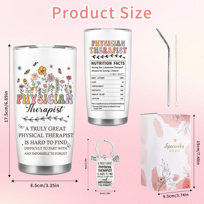 CRASHOT Physical Therapist Gifts for Women, Physical Therapist Appreciation Gift Set, Includes 20 oz Tumbler with Brush & Straw, Birthday Christmas Thanks Present