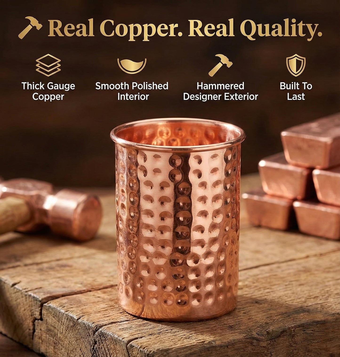 Journal -G House Of Copper Real Copper Cups - Pure Copper Drinking Mugs, Copper Glasses & Coffee Mugs - Perfect Gifts New Set of 2