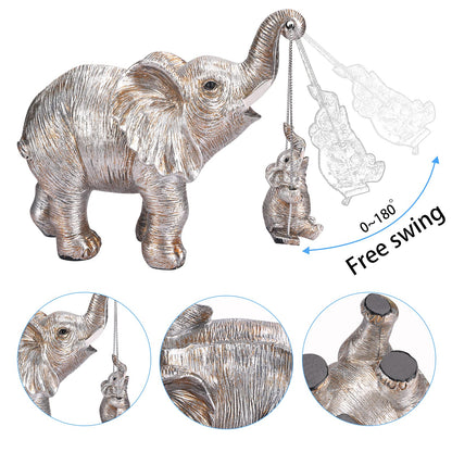 Elephant Statue. Elephant Decor Brings Good Luck, Health, Strength. Elephant Gifts for Women, Mom Gifts. Decorations Applicable Home, Office, Bookshelf TV Stand, Shelf, Living Room - Silver
