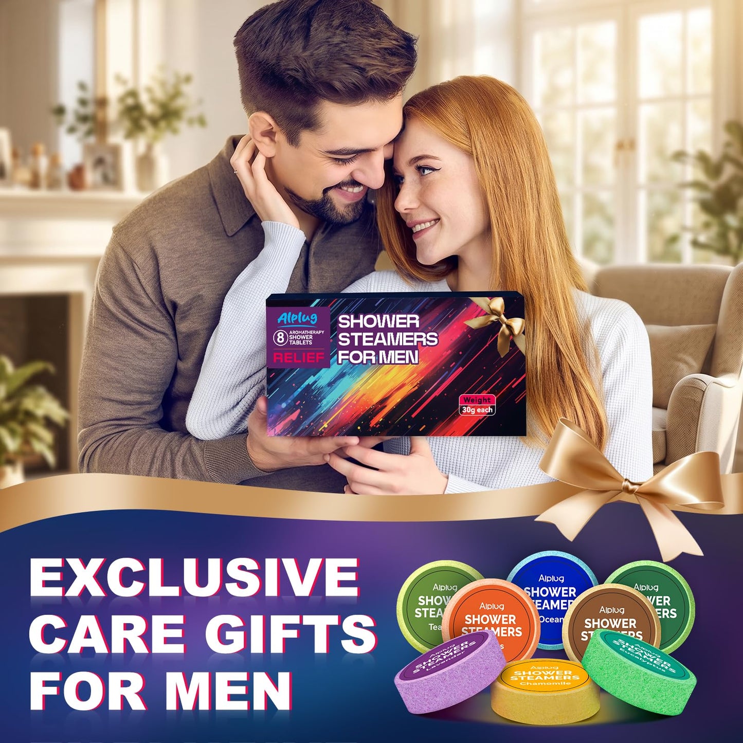 Shower Steamers for Men 8 Pack - Gifts for Men, Shower Bombs Aromatherapy with Essential Oils, Fathers Day Gift for Dad Husband from Wife Daughter, Mens Gifts Ideas, Gifts for Mens Who Have Everything