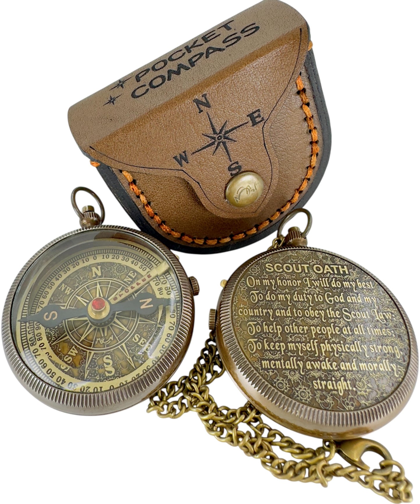 Scout Compass with Oath Message – Solid Brass Pocket Compass for Boys, Teens & Scouts | Inspirational Keepsake Gift for Eagle Ceremony, Graduation, Hiking, Camping, Outdoor Adventures, Promotion Gift