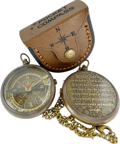 Scout Compass with Oath Message – Solid Brass Pocket Compass for Boys, Teens & Scouts | Inspirational Keepsake Gift for Eagle Ceremony, Graduation, Hiking, Camping, Outdoor Adventures, Promotion Gift