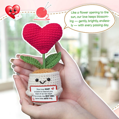 OASSIE Anniversary Couple Gifts for Women Men - Heart Flower Pot Crochet - Romantic Anniversary Wedding Mothers Day Birthday Gifts for Wife Husband Him Her Boyfriend Girlfriend Couple