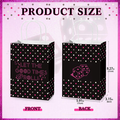 Kolldenn 25 Pcs Bunco Gift Bags Bulk Bunco Party Supplies Dice Party Favor Bags with Handles Game Player Gifts for Galentine's Day Women Girls Weekend Bingo Lovers Casino Night Disco Birthday