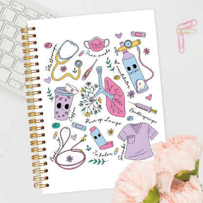 Respiratory Therapist Spiral Notebook, Preppy Pulmonologist Journal for Women, Respiratory Therapist Gifts Journal, Lung Therapist Notebook for Note Taking, 5.5x8.3 Inch