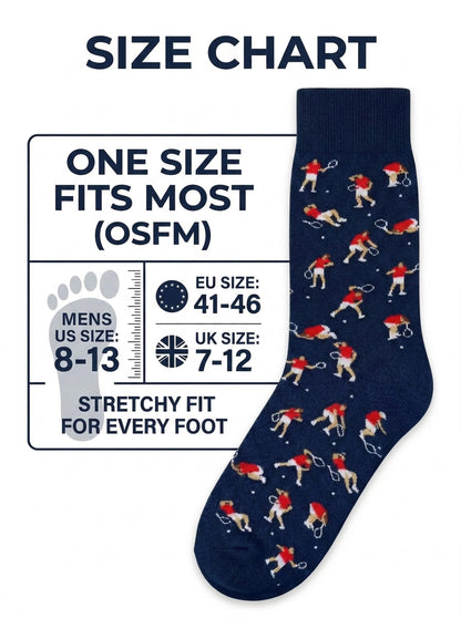 Socks with Frustrated Tennis/Pickleball Player/Drinker Design, Novelty Cotton Screw Socks for Men, Size 8-13