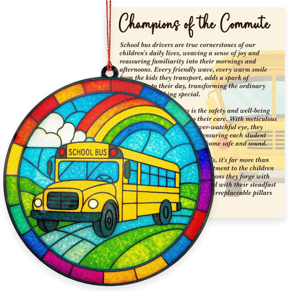Bus Driver Gifts, Bus Driver Appreciation Gifts, School Drivers Appreciation Gift for Men, Women, Thank You Gift for School Bus Driver, Acrylic Suncatcher Effect Christmas Ornaments