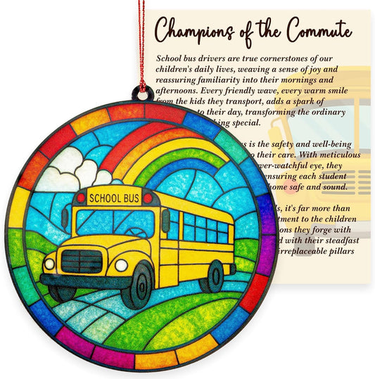 Bus Driver Gifts, Bus Driver Appreciation Gifts, School Drivers Appreciation Gift for Men, Women, Thank You Gift for School Bus Driver, Acrylic Suncatcher Effect Christmas Ornaments