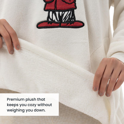 Berkshire Velvetloft Oversized Embroidered Sweatshirt - Ultra Soft Fleece Pullover for Women