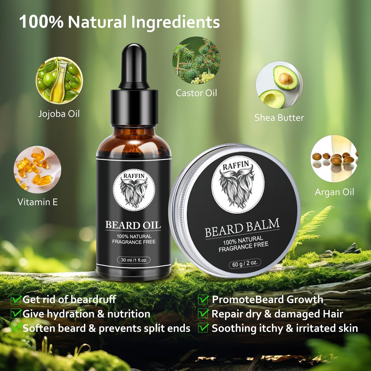 Gifts for Men - Beard Kit w/Beard Oil & Balm, Beard Brush & Comb, Beard Wash/Shampoo for Men's Self-care, Fathers Day & Birthday Gifts for Husband Dad Him Boyfriend, Dad Day Gifts from Daughter Son